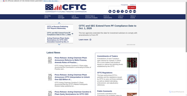 Security scan screenshot of https://www.cftc.gov/