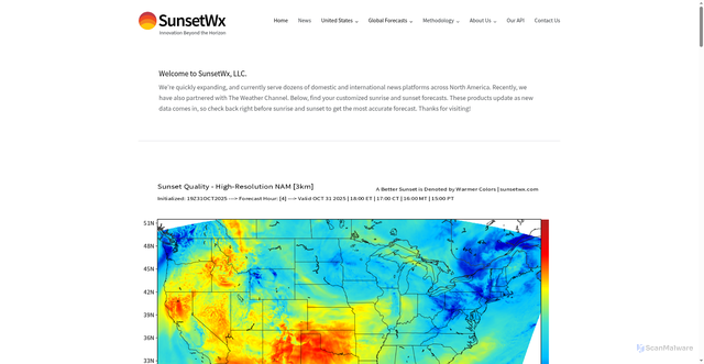 Security scan screenshot of https://sunsetwx.com/