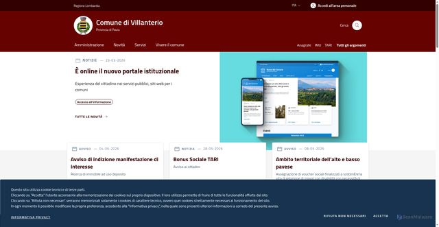 Security scan screenshot of https://www.comune.villanterio.pv.it