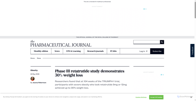 Security scan screenshot of https://pharmaceutical-journal.com/article/news/phase-iii-retatrutide-study-demonstrates-30-weight-loss