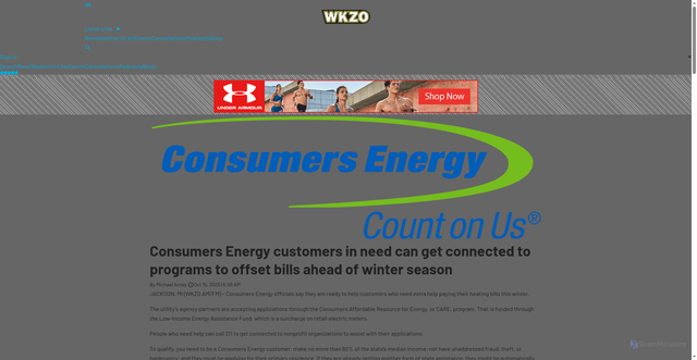 Security scan screenshot of https://wkzo.com/2025/10/15/844392/