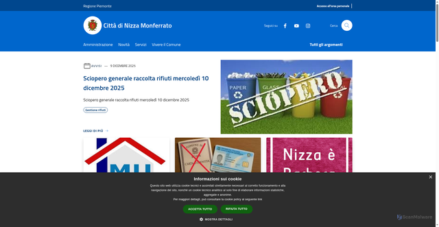 Security scan screenshot of https://www.comune.nizza.at.it/it