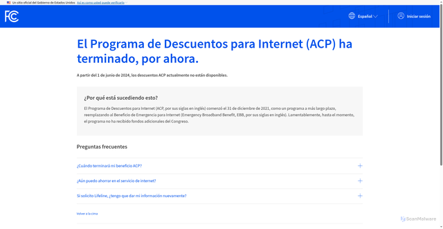 Security scan screenshot of https://www.getinternet.gov/apply?ln=U3BhbmlzaA%3D%3D&awsl=accedeainternet