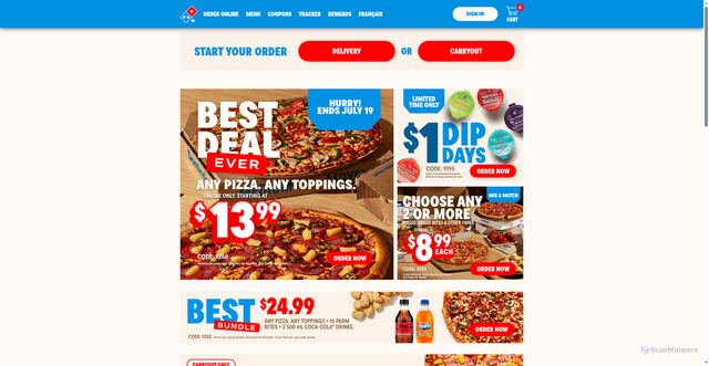 Security scan screenshot of https://api.dominos.ca