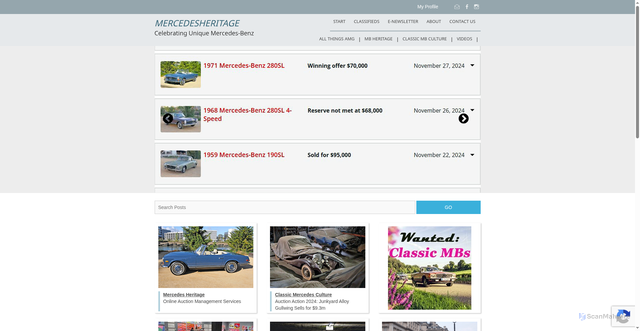 Security scan screenshot of https://mercedesheritage.com