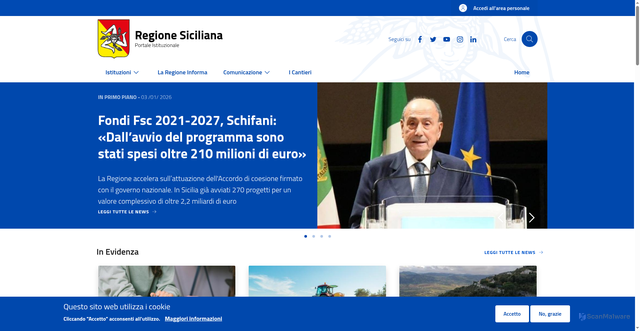 Security scan screenshot of https://www.regione.sicilia.it/