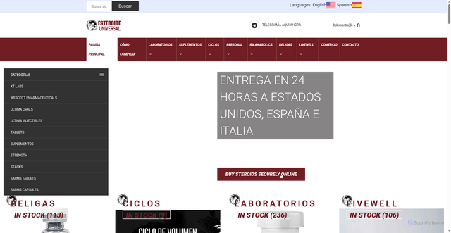 Security scan screenshot of https://esteroidesuniversales.com