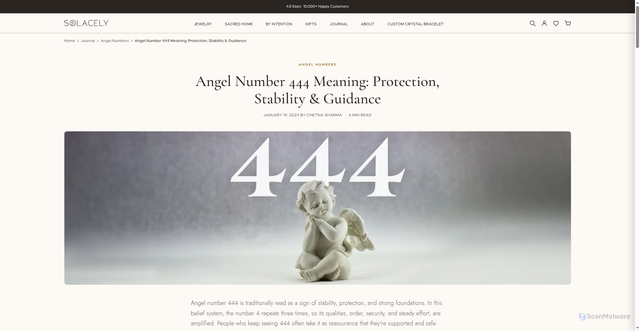 Security scan screenshot of https://www.solacely.co/en-us/blogs/angel-numbers/angel-numbers-444
