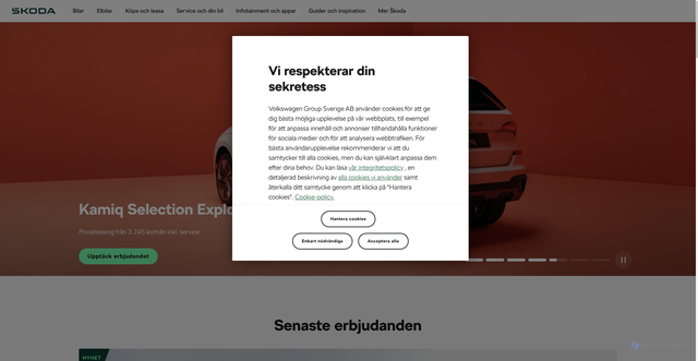 Security scan screenshot of https://www.skoda.se/