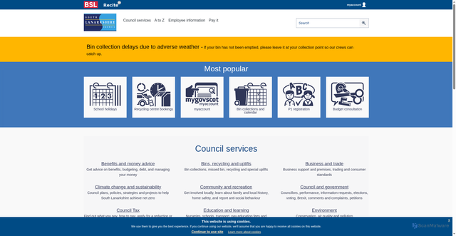 Security scan screenshot of https://www.southlanarkshire.gov.uk/