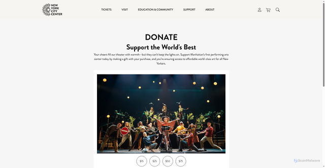 Security scan screenshot of https://my.nycitycenter.org/booking/performanceextras/16045