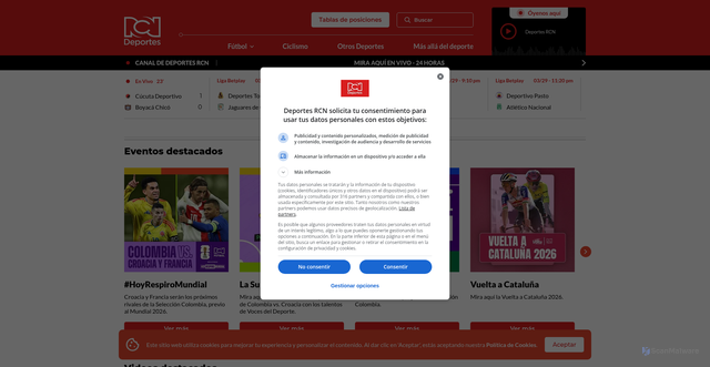 Security scan screenshot of https://deportesrcn.com