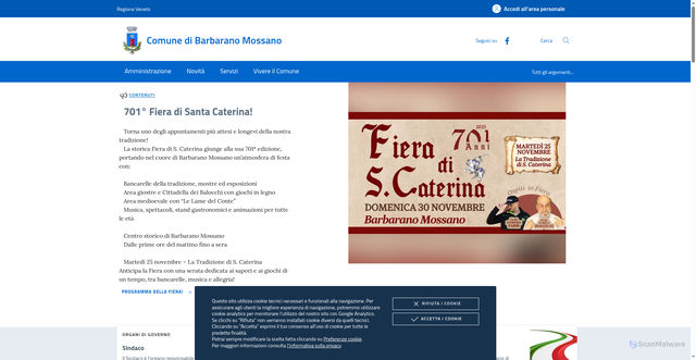 Security scan screenshot of https://www.comune.barbaranomossano.vi.it/
