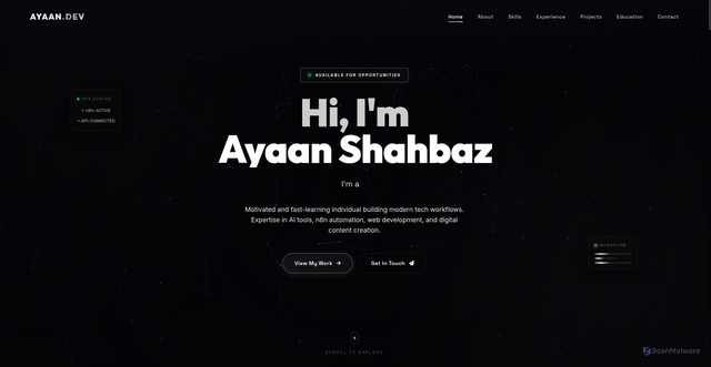 Security scan screenshot of https://ayaan-portfolio-cbd39awijr.edgeone.app/