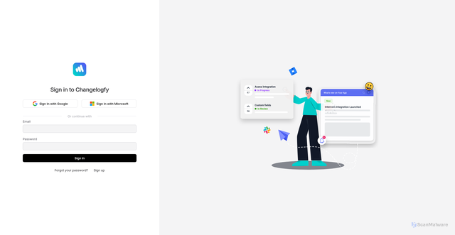 Security scan screenshot of https://app.changelogfy.com