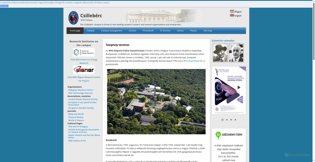 Security scan screenshot of https://kfki.hu