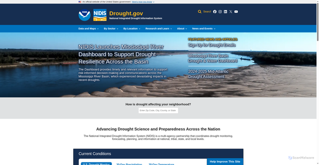 Security scan screenshot of https://www.drought.gov/