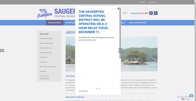 Security scan screenshot of https://www.saugerties.k12.ny.us/our-district/about-scsd