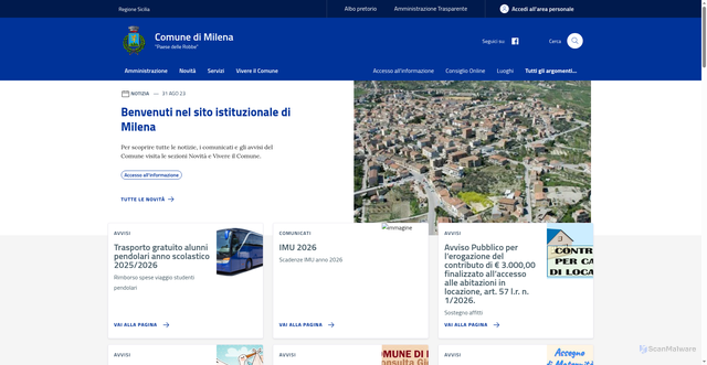 Security scan screenshot of https://www.comune.milena.cl.it