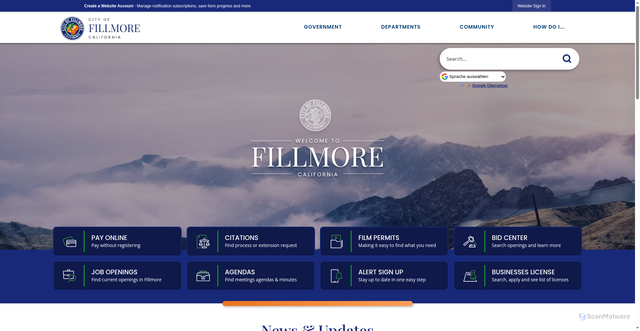 Security scan screenshot of https://fillmoreca.gov/