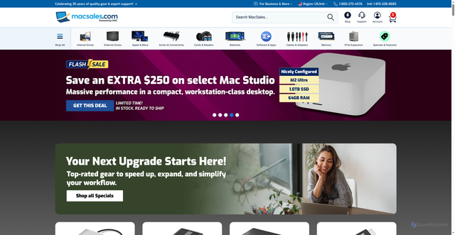 Security scan screenshot of https://macsales.com