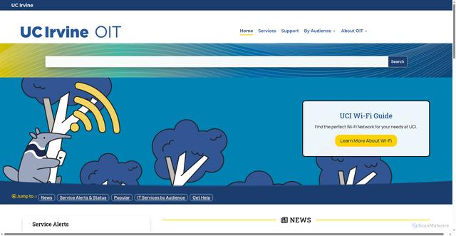 Security scan screenshot of https://oit.uci.edu
