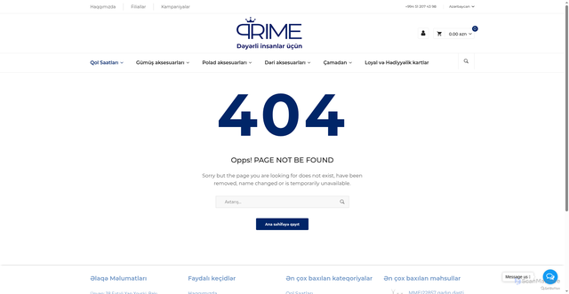 Security scan screenshot of https://prime-accessories.com/404