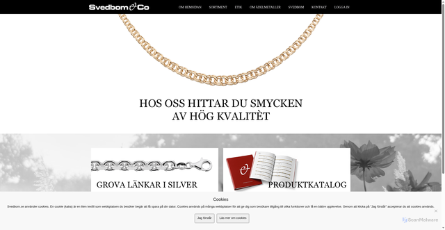 Security scan screenshot of https://svensktguld.se