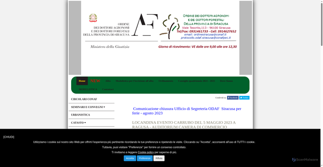 Security scan screenshot of https://www.agronomiforestalisiracusa.it/