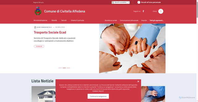 Security scan screenshot of https://comune.civitellaalfedena.aq.it/