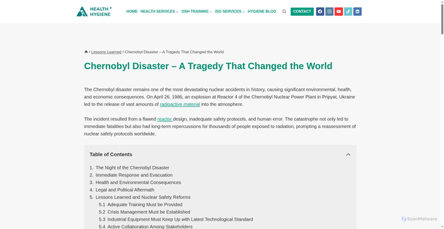 Security scan screenshot of https://health.amiosh.com/chernobyl-disaster-a-tragedy-that-changed-the-world/