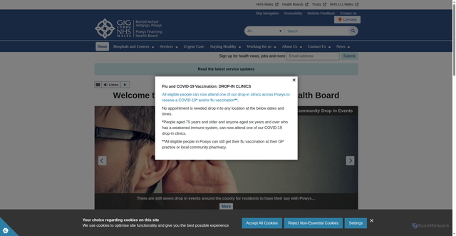 Security scan screenshot of https://pthb.nhs.wales/