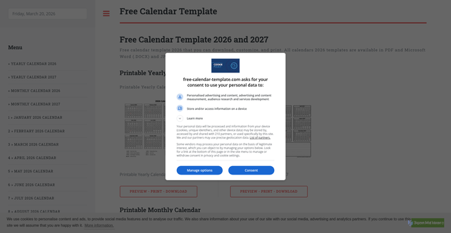 Security scan screenshot of https://free-calendar-template.com