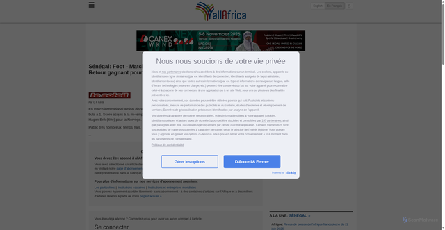 Security scan screenshot of https://fr.allafrica.com/stories/200603020839.html
