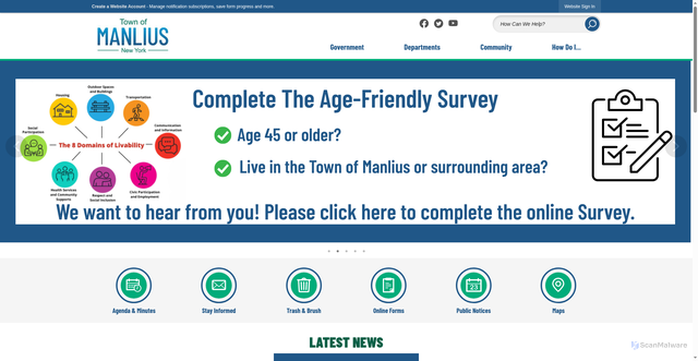 Security scan screenshot of https://www.townofmanlius.org/