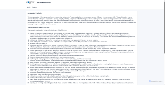 Security scan screenshot of https://ecogent.cogentco.com