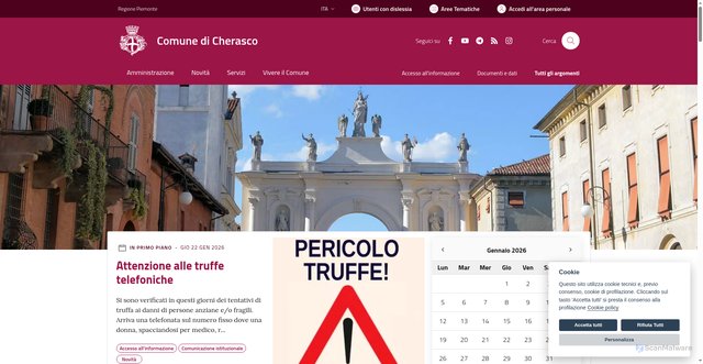 Security scan screenshot of https://www.comune.cherasco.cn.it/