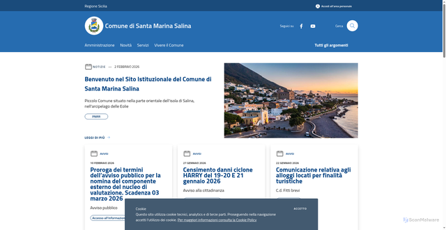 Security scan screenshot of https://www.comune.santa-marina-salina.me.it/it