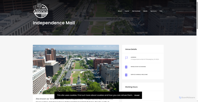 Security scan screenshot of https://july4thphilly.com/venue/independence-mall/