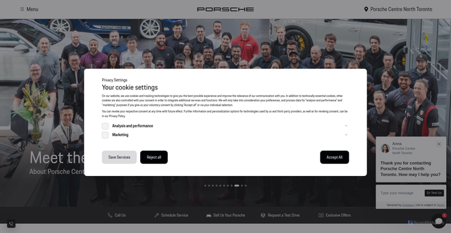 Security scan screenshot of https://porschecentrenorthtoronto.ca