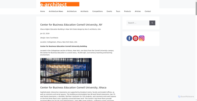 Security scan screenshot of https://www.e-architect.com/america/center-for-business-education-cornell-university-ithaca-ny
