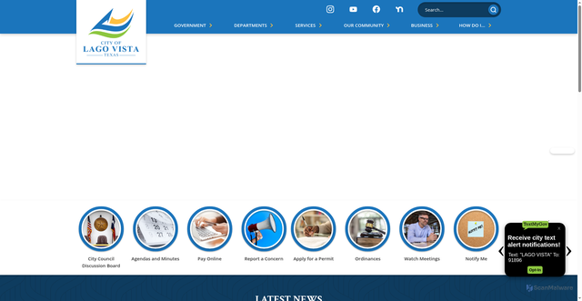 Security scan screenshot of https://lagovistatexas.gov/