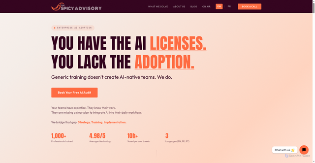 Security scan screenshot of https://spicyadvisory.pages.dev/enterprise