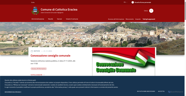 Security scan screenshot of https://www.comune.cattolicaeraclea.ag.it/
