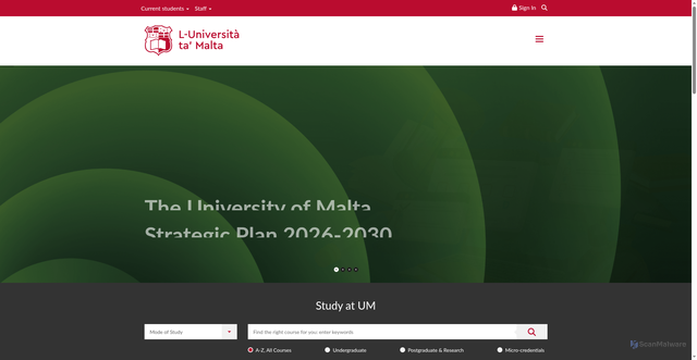Security scan screenshot of https://um.edu.mt