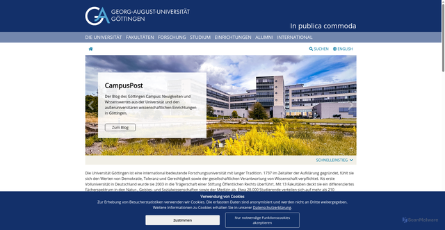 Security scan screenshot of https://uni-goettingen.de