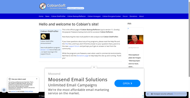 Security scan screenshot of https://www.cobiansoft.com