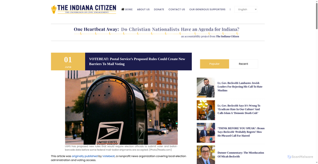 Security scan screenshot of https://indianacitizen.org/votebeat-postal-services-proposed-rules-could-create-new-barriers-to-mail-voting/