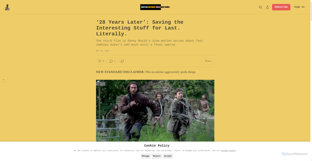 Security scan screenshot of https://wwrdeepdives.substack.com/p/28-years-later-saving-the-interesting