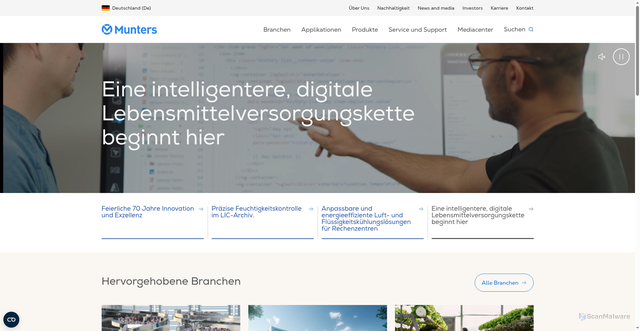 Security scan screenshot of https://munters.com